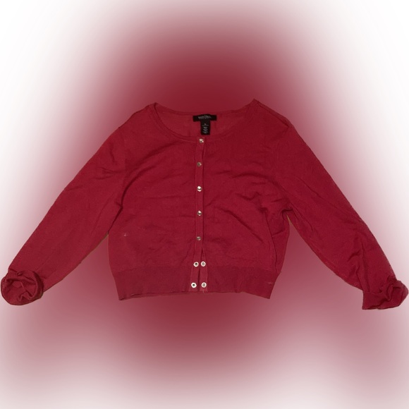 White House Black Market Red Button Up Sweater - Picture 1 of 1